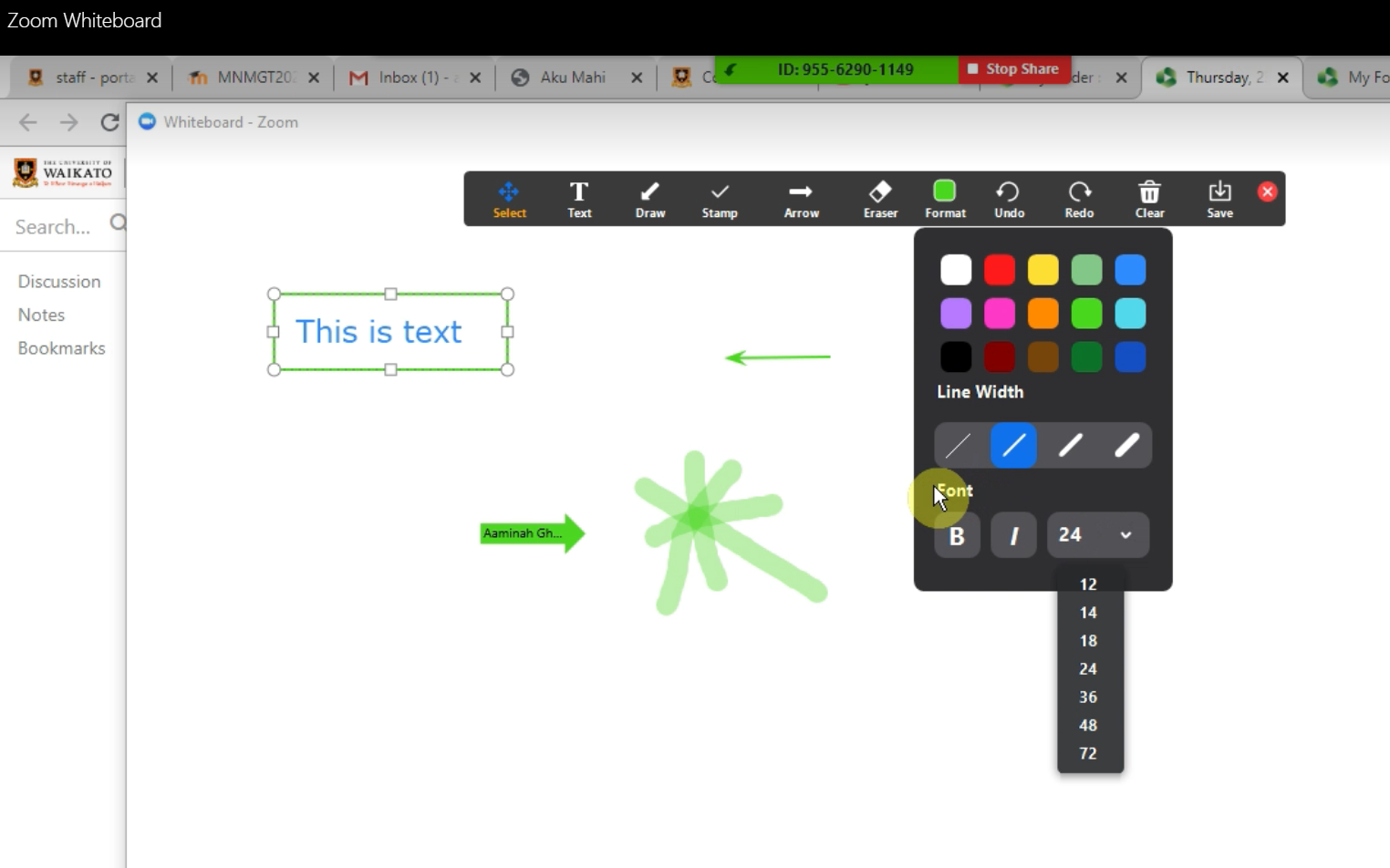 zoom screenshare whiteboard tb