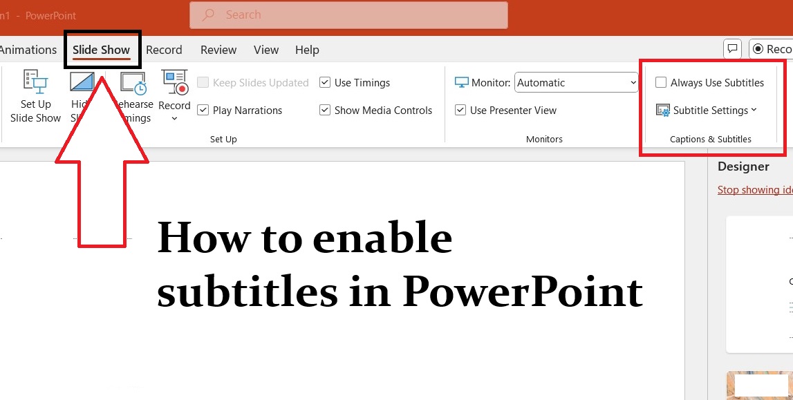 powerpoint subtitles video card